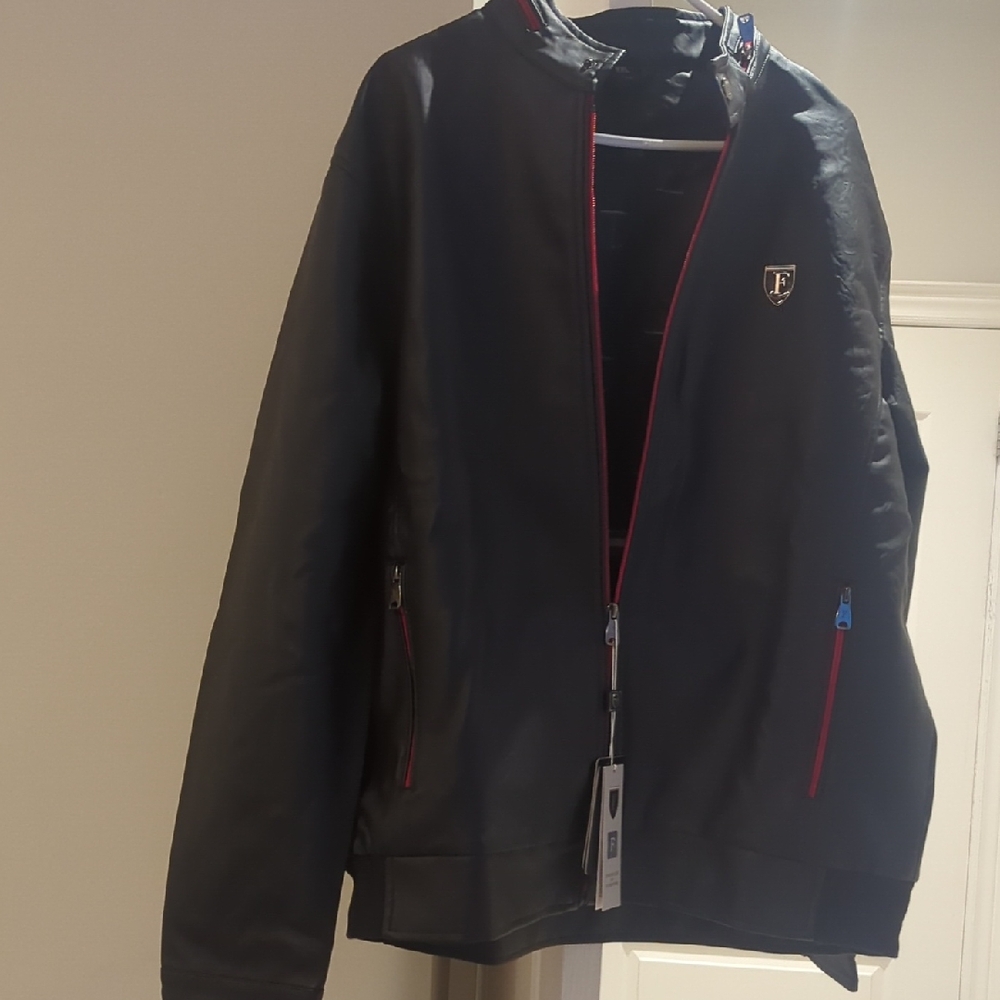 Fendi Black Bomber Jacket with Red Details